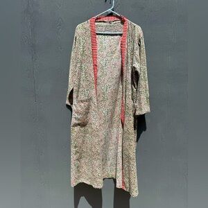 Block Printed Paisley Robe with Pockets Size LG